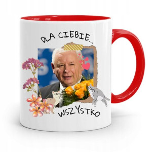 Kubek Czerwony Śmieszny Pis Jarosław Kaczyński