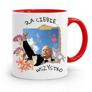 Kubek Czerwony Śmieszny Pis Jarosław Kaczyński