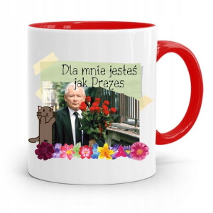 Kubek Czerwony Śmieszny Pis Jarosław Kaczyński