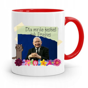 Kubek Czerwony Śmieszny Pis Jarosław Kaczyński
