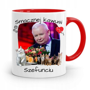 Kubek Czerwony Śmieszny Pis Jarosław Kaczyński