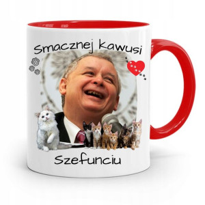 Kubek Czerwony Śmieszny Pis Jarosław Kaczyński