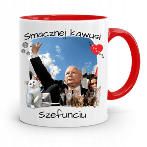 Kubek Czerwony Śmieszny Pis Jarosław Kaczyński