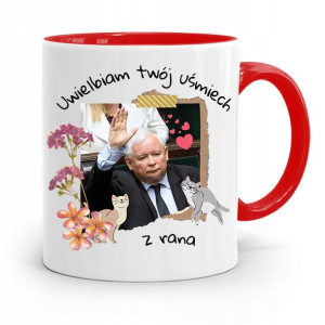 Kubek Czerwony Śmieszny Pis Jarosław Kaczyński