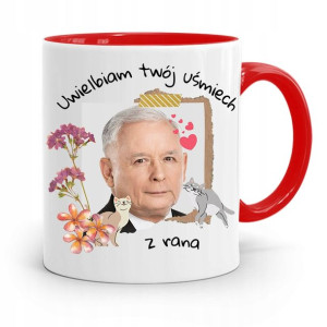 Kubek Czerwony Śmieszny Pis Jarosław Kaczyński