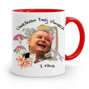 Kubek Czerwony Śmieszny Pis Jarosław Kaczyński