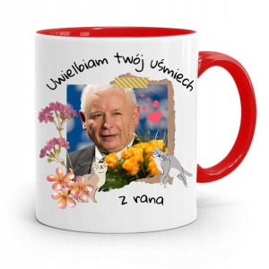 Kubek Czerwony Śmieszny Pis Jarosław Kaczyński