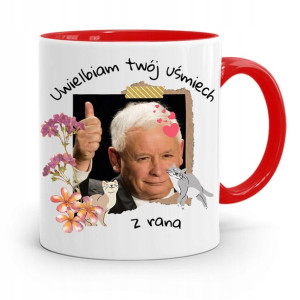 Kubek Czerwony Śmieszny Pis Jarosław Kaczyński