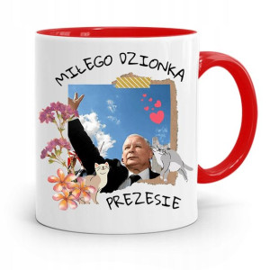 Kubek Czerwony Śmieszny Pis Jarosław Kaczyński