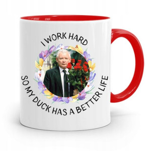 Kubek Czerwony Śmieszny Pis Jarosław Kaczyński