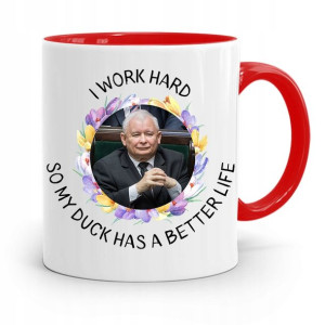 Kubek Czerwony Śmieszny Pis Jarosław Kaczyński