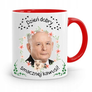 Kubek Czerwony Śmieszny Pis Jarosław Kaczyński