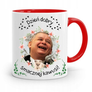 Kubek Czerwony Śmieszny Pis Jarosław Kaczyński
