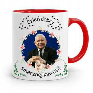 Kubek Czerwony Śmieszny Pis Jarosław Kaczyński