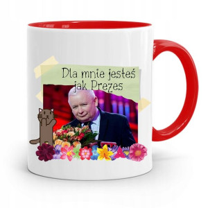 Kubek Czerwony Śmieszny Pis Jarosław Kaczyński