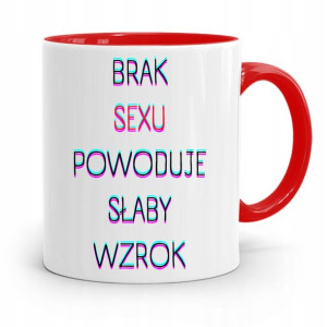 Kubek Czerwony Śmieszny Zabawny Brak Sexu Prezent