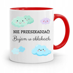 Kubek Czerwony Śmieszny Zabawny Bujam W Obłokach