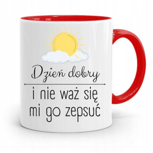 Kubek Czerwony Śmieszny Zabawny Dzień Dobry