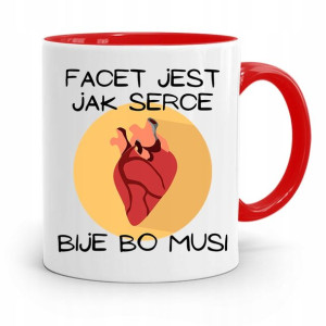 Kubek Czerwony Śmieszny Zabawny Facet Jak Serce