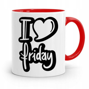 Kubek Czerwony Śmieszny Zabawny I Love Friday