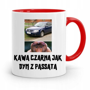 Kubek Czerwony Śmieszny Zabawny Kawa Czarna Passat