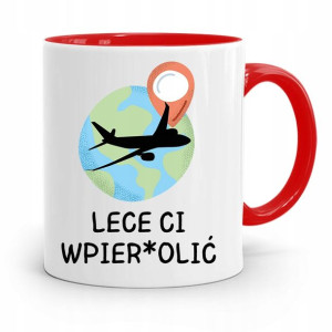 Kubek Czerwony Śmieszny Zabawny Lece Ci Wpie*dolić