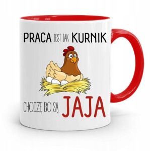 Kubek Czerwony Śmieszny Zabawny Praca Jak Kurnik