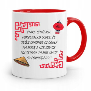 Kubek Czerwony Śmieszny Zabawny Stare Chińskie