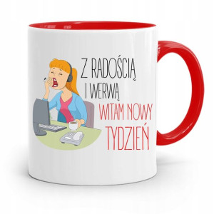 Kubek Czerwony Śmieszny Zabawny Z Radością Werwą