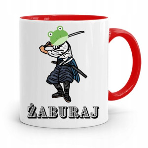 Kubek Czerwony Śmieszny Zabawny Żaburaj Samuraj