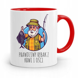 Kubek Czerwony Wędkarza Prawdziwy Rybak Z Ości