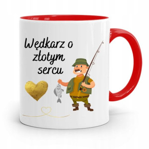 Kubek Czerwony Wędkarza Wędkarz O Wielkim Sercu