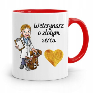 Kubek Czerwony Weterynarza O Złotym Sercu Prezent