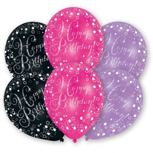 Balony Happy Birthday Mix Kolorów Urodziny 6 Szt.