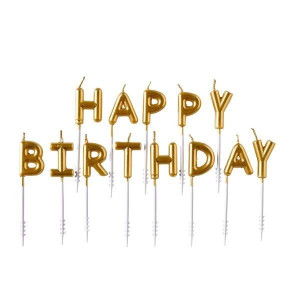 Świeczki Na Tort Złote Happy Birthday Urodziny