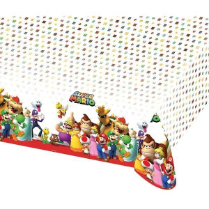 Obrus Plastikowy Biały Super Mario 120x180 Cm