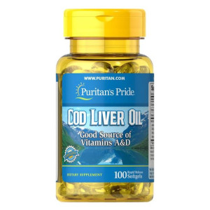 Puritan's Pride Cod Liver Oil Tran 415mg 100K Mózg Wzrok Odporność