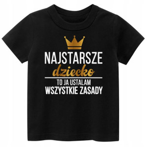 T-shirt, koszulka napisy Najstarsze dziecko r. 122