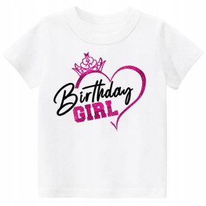 Koszulka URODZINY BIRTHDAY GIRL BROKAT r. 134