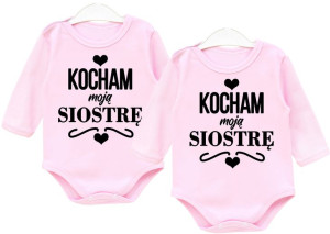 Zestaw body dla bliźniaków KOCHAM SIOSTRĘ r. 92
