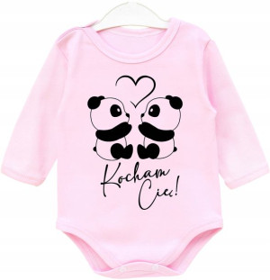 Body dł rękaw z nadrukiem Kocham Cię PANDA r. 98