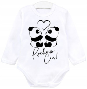 Body dł rękaw z nadrukiem Kocham Cię PANDA r. 74