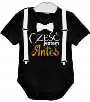 Body kr rękaw z imieniem dziecka CZEŚĆ r. 92