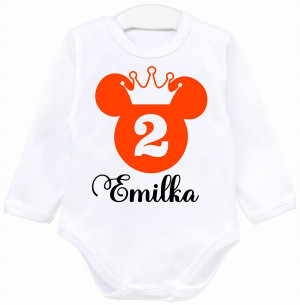 Body dł rękaw 2 URODZINY MYSZKA NEON IMIĘ r.92