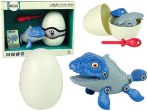 Zestaw Dinozaur Mosasaur Z Jajkiem Diy Śrubokręt Niebieski
