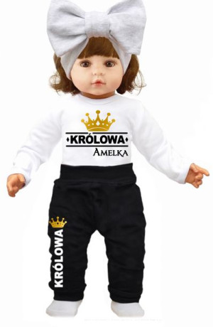 Komplet dziecięcy body spodnie KRÓLOWA IMIĘ r. 86