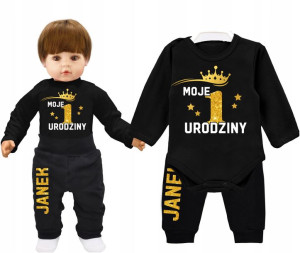 Komplet urodziny Moje 1 Urodziny Brokat Imię r.74