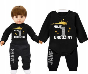 Komplet urodziny Moje 1 Urodziny Brokat Imię r.92