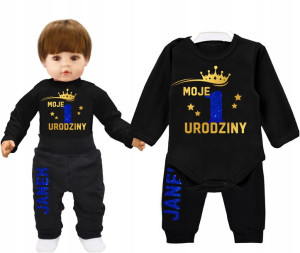 Komplet urodziny Moje 1 Urodziny Brokat Imię r.74