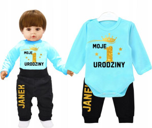 Komplet urodziny Moje 1 Urodziny Brokat Imię r.74